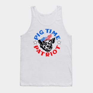 Pig Time Patriot Animal Democrat Republican Bipartisan Patriotic USA American Flag Tank Top